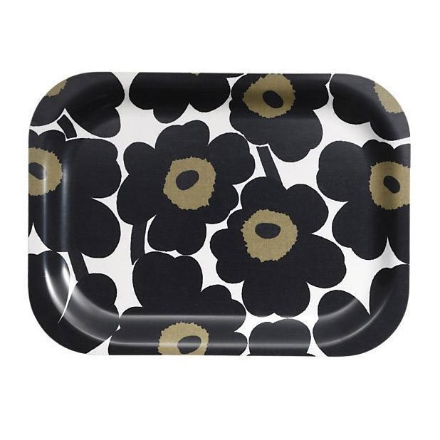 Marimekko Mini Unikko Tarjotin Valkoinen / Musta 27x20 Cm -  Keittiö